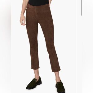 Vince Stretch Suede split hem cropped pants in dark wheat size Xs nwt